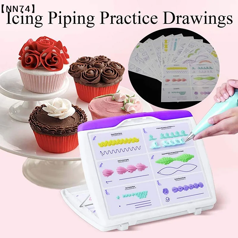 27Pcs/14sheets Cake Icing Piping DIY Practice Drawing Board Template Paper Decor Practice Template Paste Fondant Decorating[J]