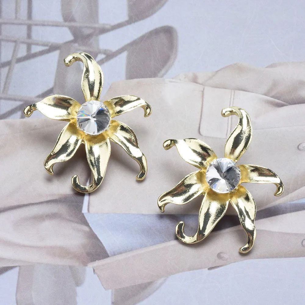 ins metal bow sunflower diamond earrings exaggerated fashion personalized earrings jewelry cross-border wholesale
