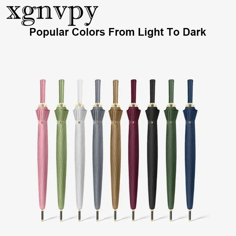 xgnvpy Classical 24 Bone Long Handle Business Umbrella for Men Vintage Automatic Straight Reinforced Umbrella for Holiday Gift