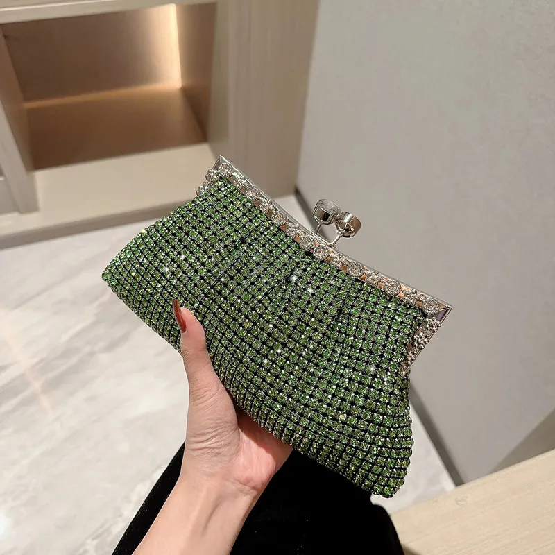 2024 Luxurious Black Women Evening Bags And Clutches Formal Dinner Diamond Handbags Wedding Rhinestone Purse