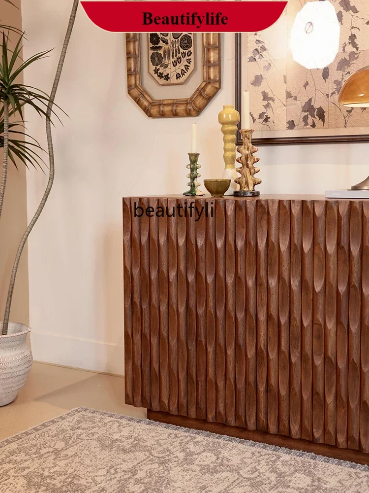 

DD132 French Retro Solid Wood Sideboard Cabinet Living Room Home Storage Cabinet Hallway High Cabinet