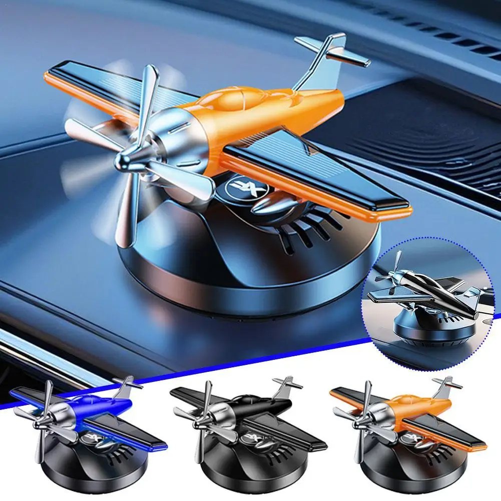 Solar Energy Powered Rotating Propeller Fighter Car Air Freshener Scent Perfume Airplane Fragrance Diffuser Dashboard Aroma