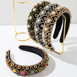 Fashionable Flannel Baroque Heavy Industry Full Drill Bit Hoop, Retro Palace Style, Versatile and Elegant Banquet Headband