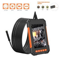 Soft Cble HD Endoscope Camera IP67 8mm Len 4.3 LCD Screen Borescope 1080p Inspection Camera 2600 mAh 8 LED Screen Endoscope