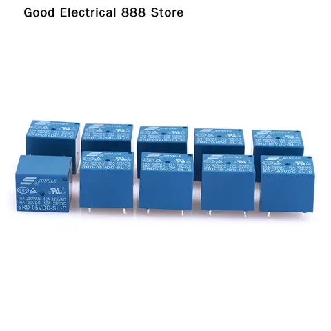 【GE】10pcs SRD Series Relays SRD-05VDC-SL-C SRD-12VDC-SL-C SRD-24VDC-SL-C DC High-Quality 5 Pins 12V Relay Set for Electronics