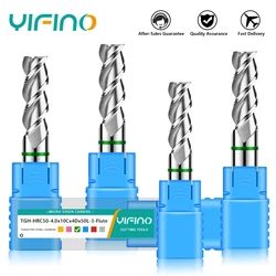 YIFINO-Fresa de fondo plano de aluminio y carburo de tungsteno de acero molino de extremo mecánico CNC Anillo Verde de 3 flautas TGH-HRC50