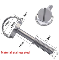 Photography accessories ball head camera screw Slotted super long D ring 1/4 screw 1/4-20 stainless steel C ring screw