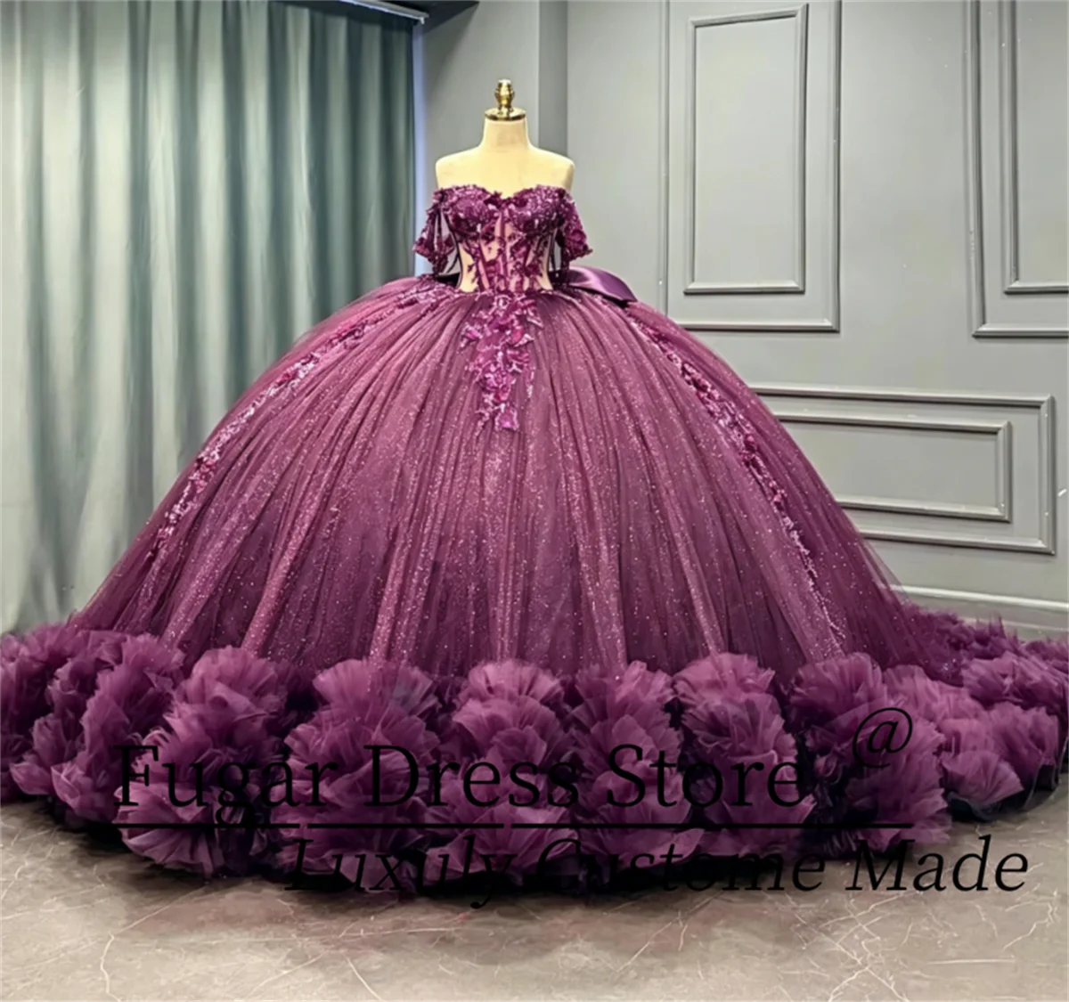 Customized Classic Quinceanera Dress Elegant Off the Shoulder Ruched Appliques Sweetheart Party Prom Gown Vestidos De 15 Anos