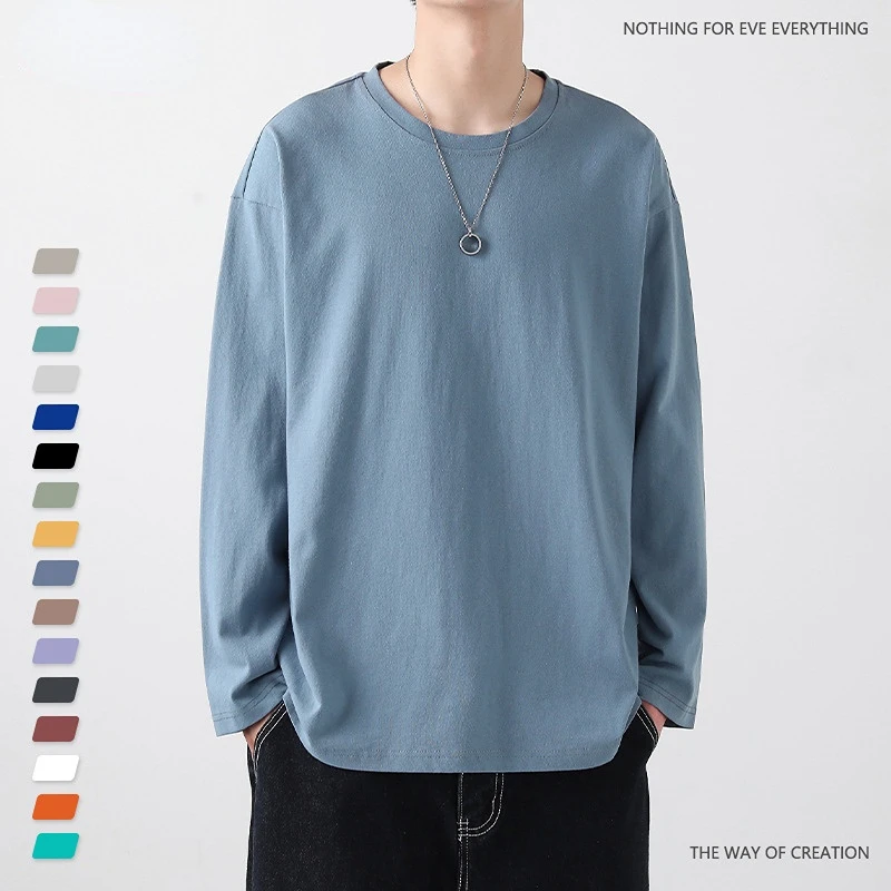 

MRMT 2024 Brand New Cotton Long Sleeved T-shirt Men's Loose Oversize Off Shoulder Soft Skin Friendly Multicolor T-shirt