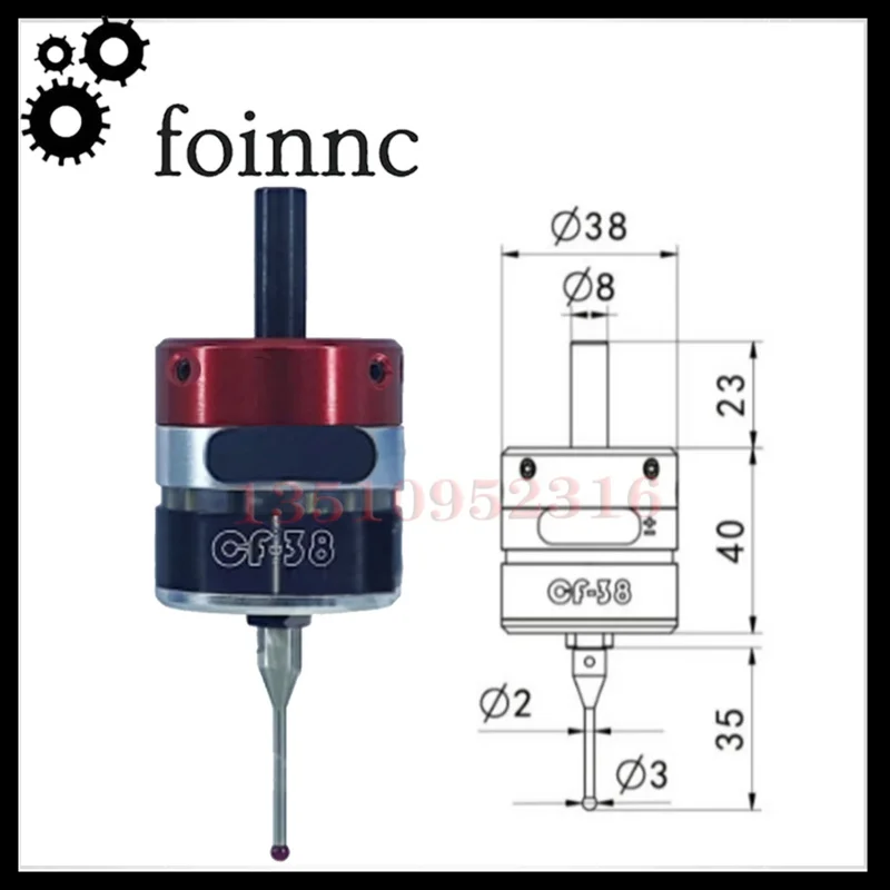 New 3d Trigger Edge Finder Cnc Milling Machine Three-coordinate Precision Probe Centering Rod Tool Setting Instrument Cf-38