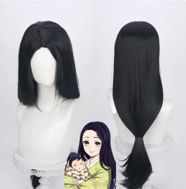 

Anime Hashibira Kotoha Cosplay Wig Long Black Hashibira Kotoha Wigs Heat Resistant Hair Wigs Halloween Party ﻿