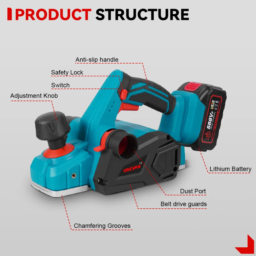 ONEVAN Pialla Elettrica 30000RPM Cordless Router Trimmer Raccolta Polvere Lavorazione Del Legno Taglierina Strumento di Potere Per Makita 18V Batteria Spille