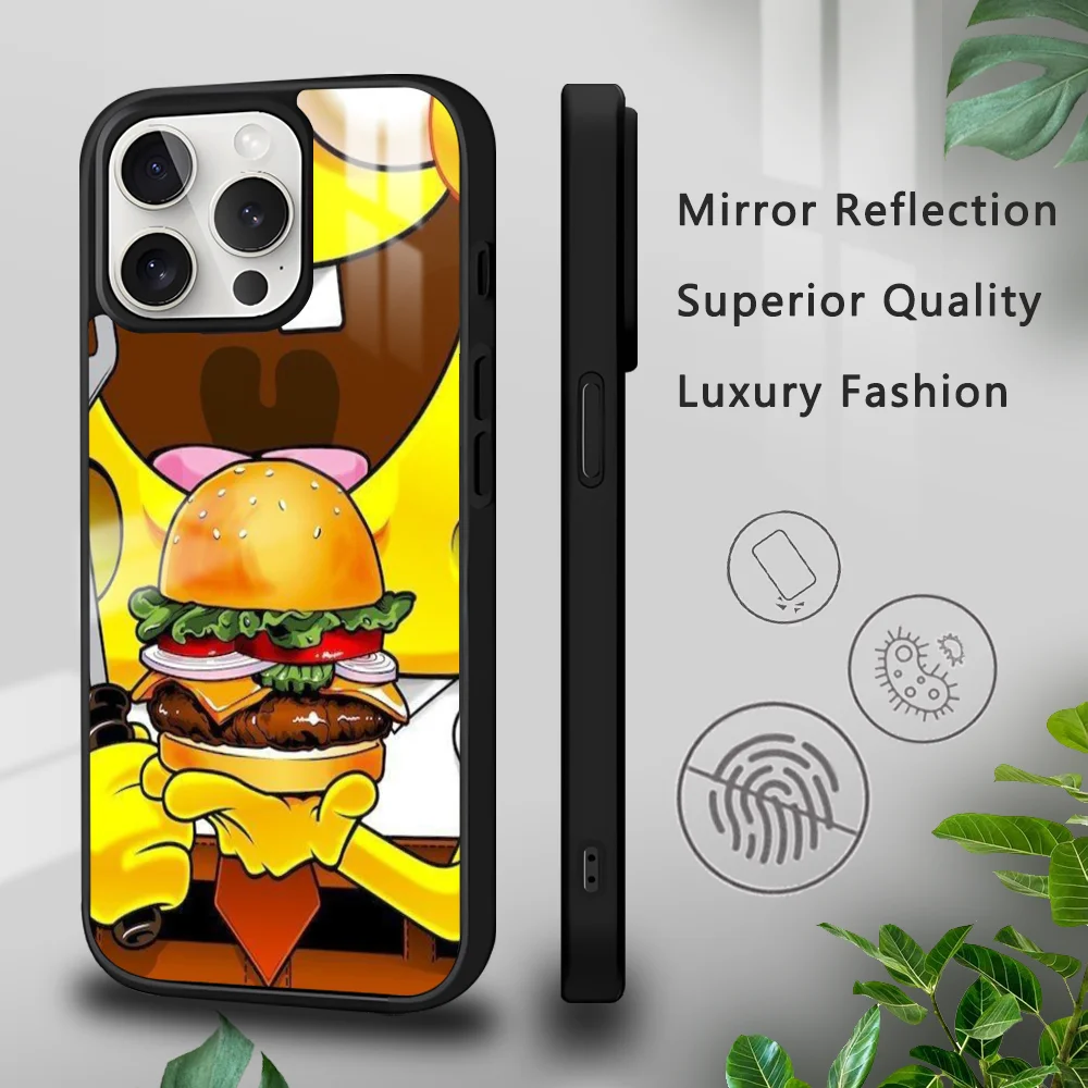 Cute Food Hamburger Phone Case For iPhone 16 15 14 13 12 11 Pro Xs Max Mini Plus Celulares Hard Funda