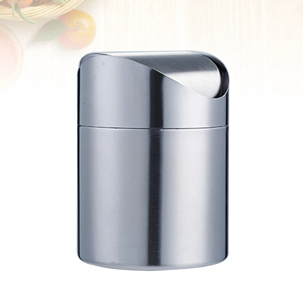 

Stainless Steel Trash Can Table Garbage Waste Bin Office Mini Dustbin Desktop Container
