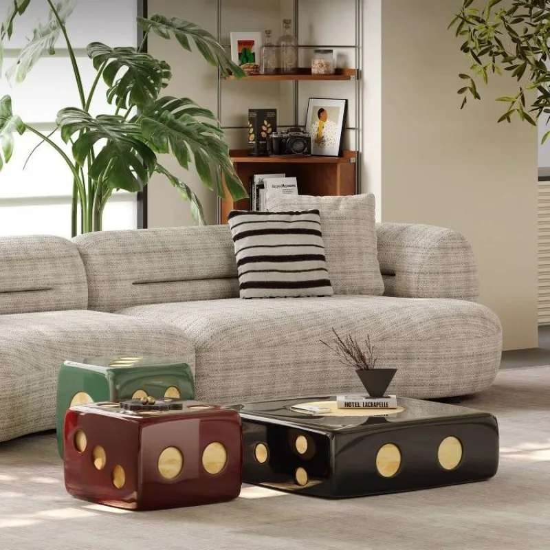Coffee table combination square marble pattern living room household, side table