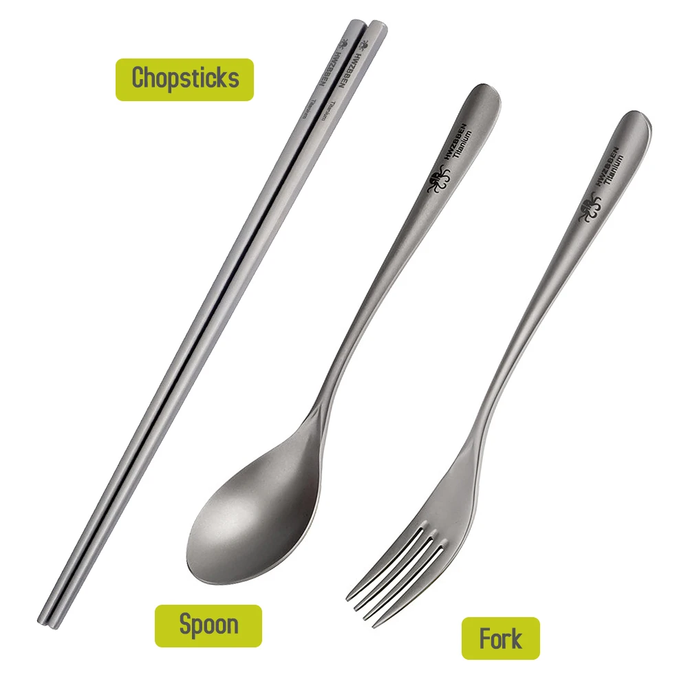 Titanium Spoon Portable 1 Set Outdoor Camping Travel Hiking Picnic Titanium Cutlery Set Spoon Fork Knife Tableware