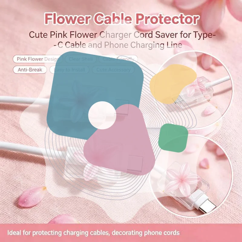 2 Pcs Starfish Flower Change Charger Protector Cover For Type-C Charger Line Winder Lovely Protector Cover