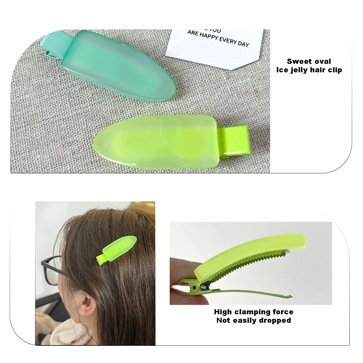 Fresh Colored Hair Clip, Dopamine Jelly Colored Ice Cream, Seamless Edge Clip Hairpin Bobby Pin