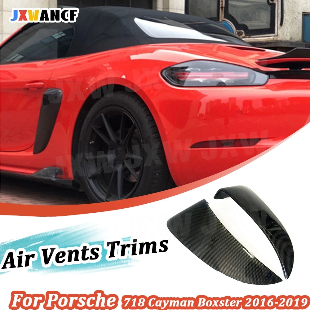 

JXWANCF Dry Carbon Fiber Side Fender Air Vents Trims Frame Cover for Porsche 718 Cayman Boxster Base S Coupe 2016-2019 FRP