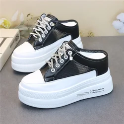 Estate nuovo stile senza tacco scarpe bianche femminile mezzo trascinamento versione coreana di Muffin scavati scarpe pigre spesse sandali da donna