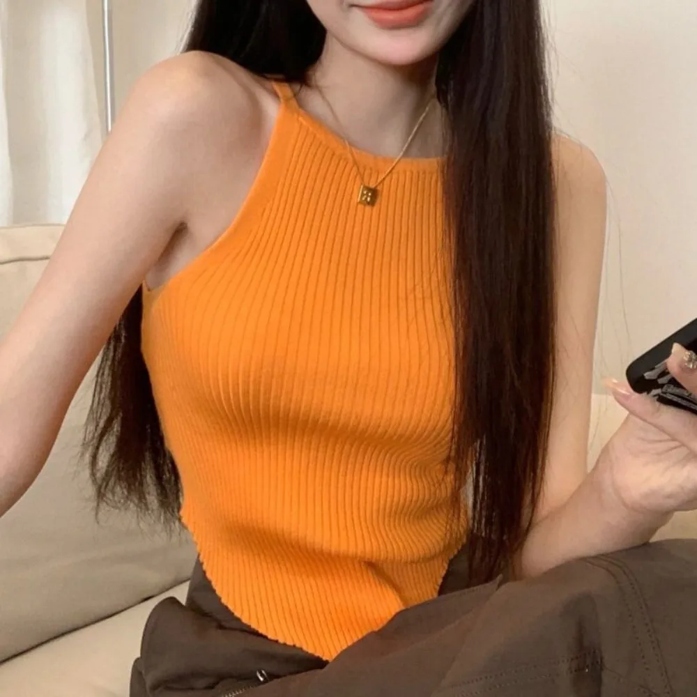 Moda yaz seksi tatlı serin Sling mizaç ince tatlı serin yelek baharat kız rahat kısa üst sokak