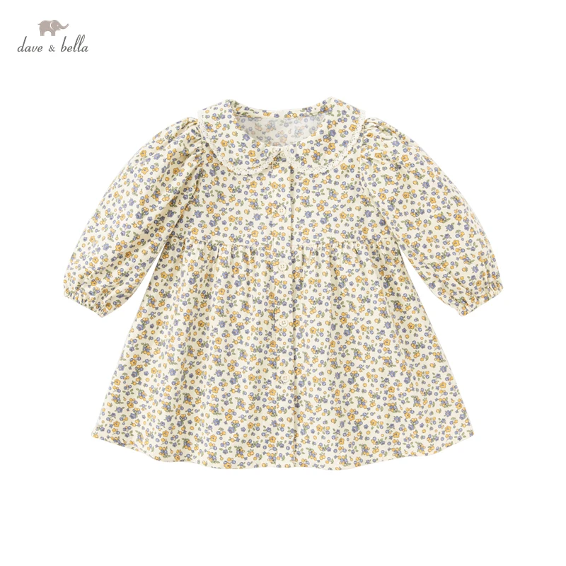 Dave Bella Kid Dresses For Girls Rose Floral Girls Dresses Casual Style Dress Child Spring Autumn Girl Costume DB3222714