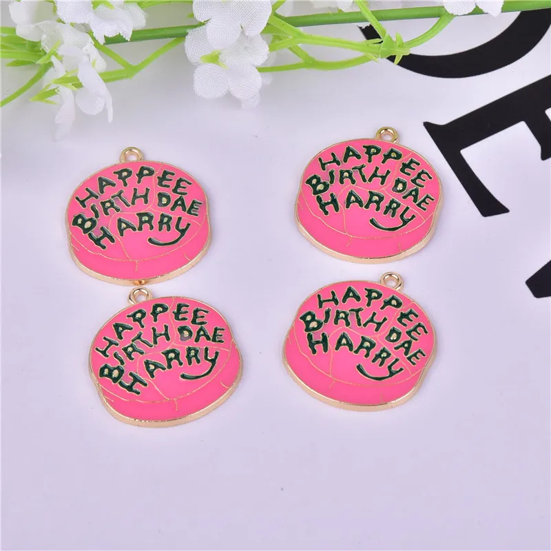 10pcs/pack Letter Happy Birthday Word  Metal Charms Cute Earring Bracelet DIY Pendant for Jewelry Making 26*29mm