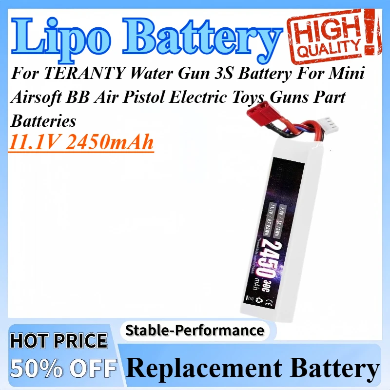 

11.1V 2450mAh 30C Lipo Battery For TERANTY Water Gun 3S Battery For Mini Airsoft BB Air Pistol Electric Toys Guns Part Batteries