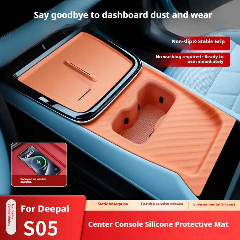 

For 24-26 Changan DEEPAL S05 Car Fully Equipped Silicone Cup Holder and Wireless Anti Slip Pad Center Console Protective Pad