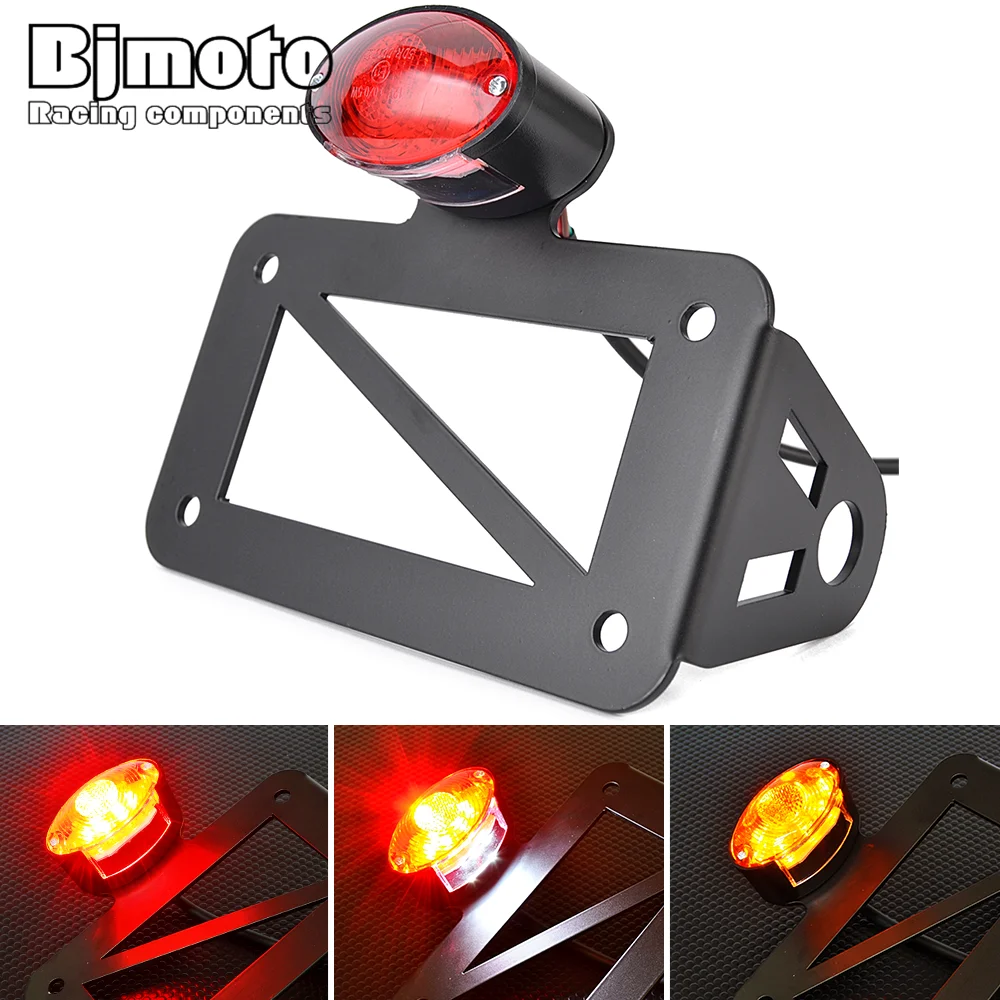 

License Plate LED Tail light with Turn Signal Function For Harley Sportster Cafe Racer Cruisers Motorcycle with 3/4"rear axles