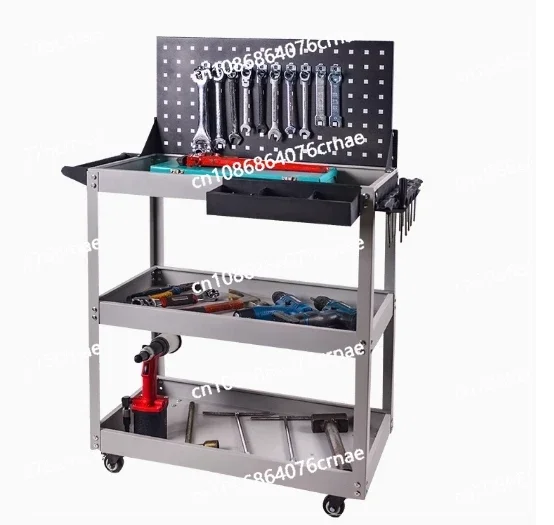 Mechanical Workshop Tools with Wheels, Tool Carts 3-layer Mobile Tool Car, Multifunctional and Heavy-duty Auto Repair Parts Car