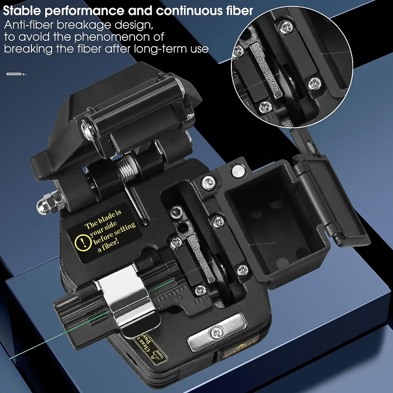 AUA-60C High Precision Fiber Cleaver FTTH Hot Melt / Cold Connection Fiber Optic Cable Cutting Knife Tool With Waste Fiber Box