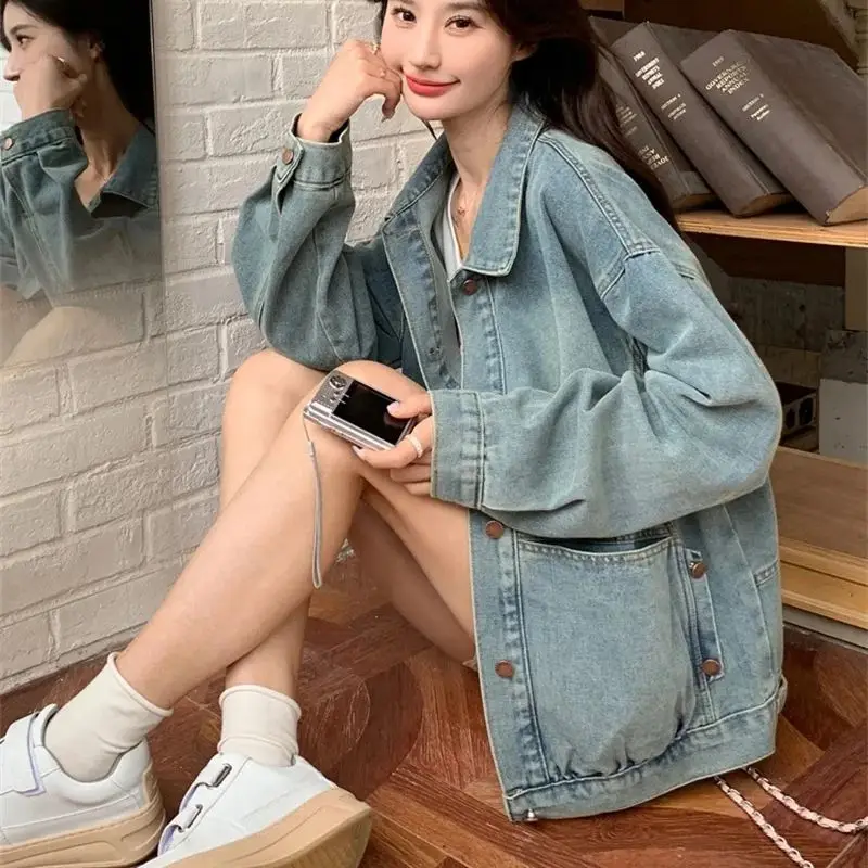 

Retro Denim Jacket for Women 2025 Spring and Autumn New Korean Version Lazy Style Small Loose Casual Jacket Short Women's Top WF