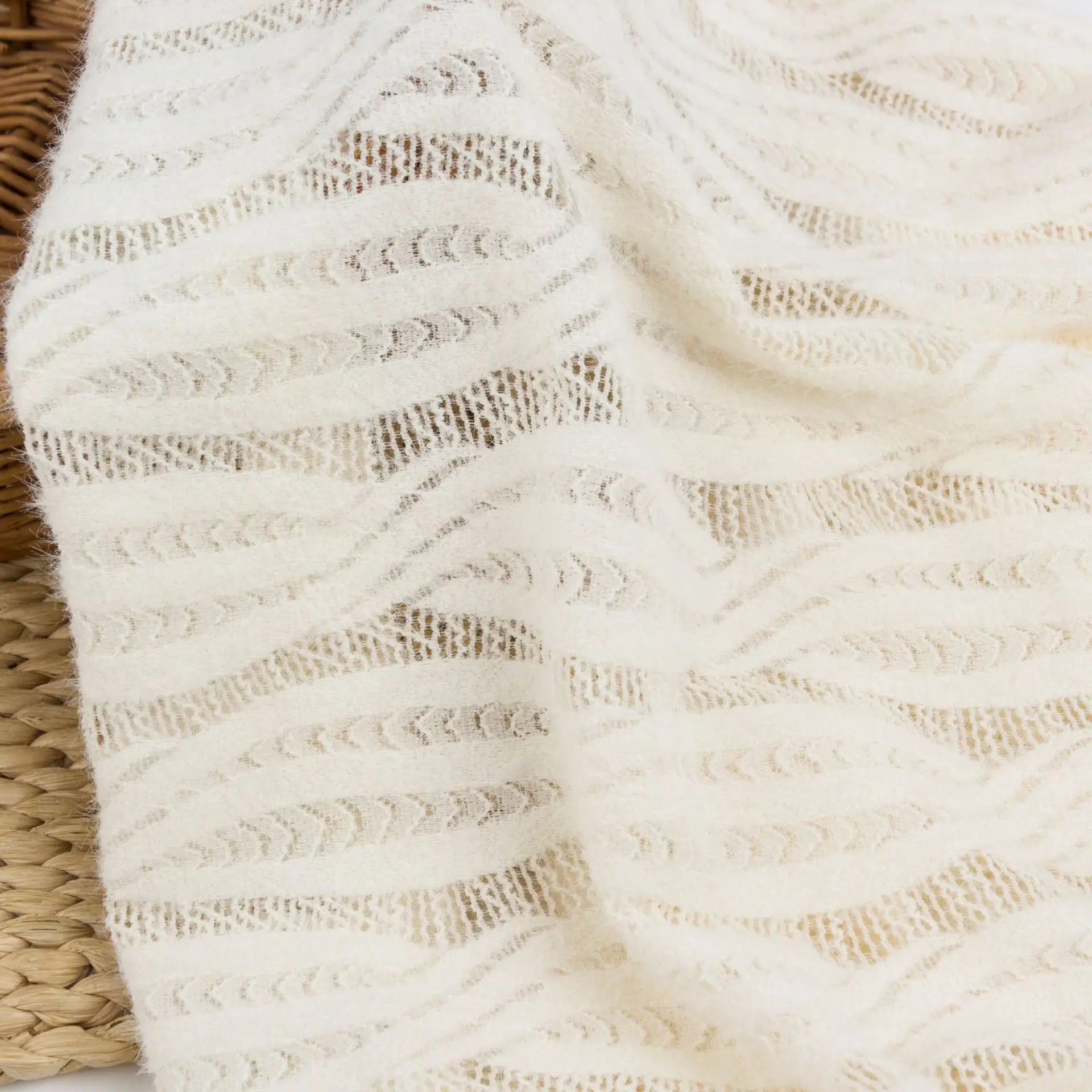 

Autumn and winter plush lace knitted mesh elastic fabric, suitable for clothing design, apparel, home decor, and handicrafts