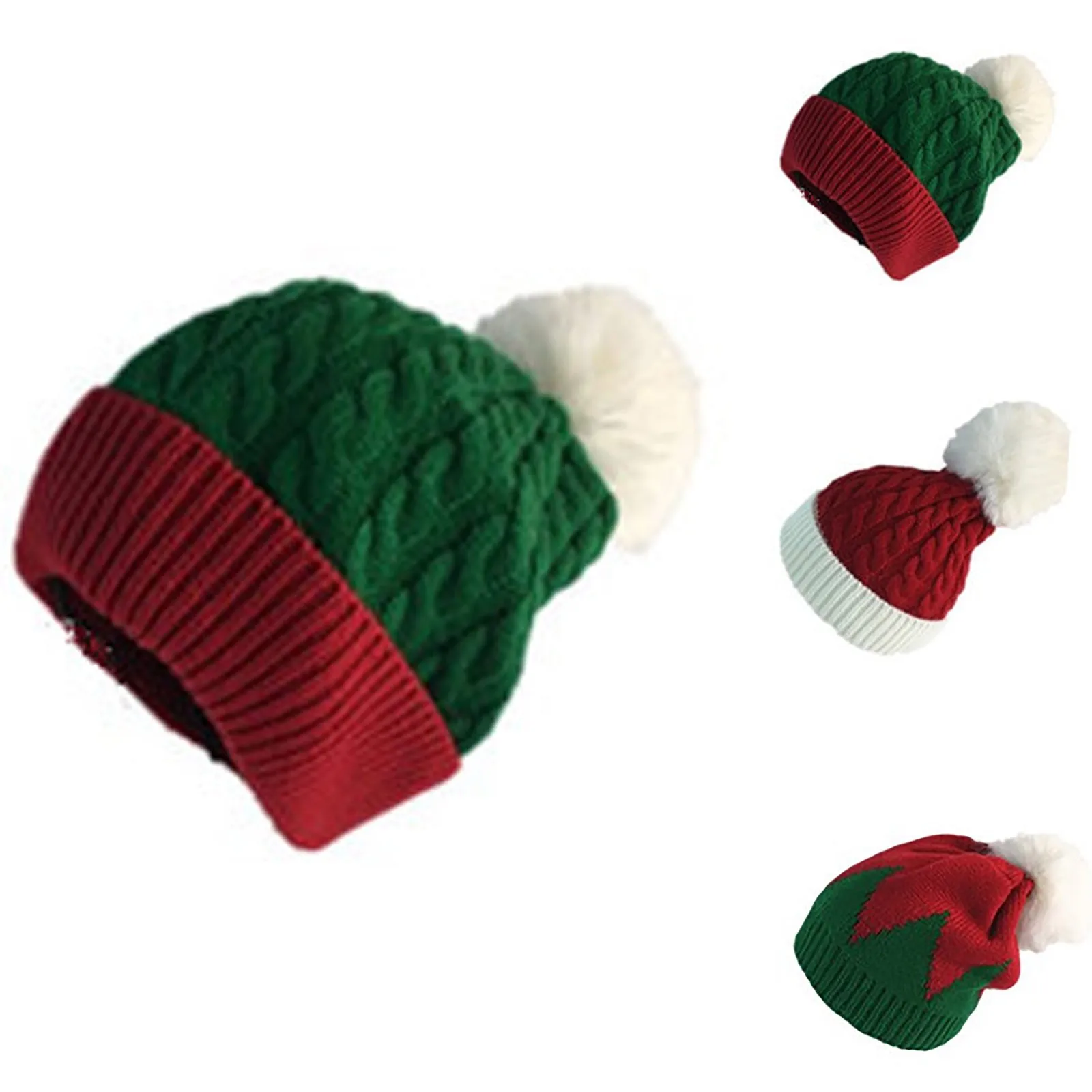 Plush Santa Hat Red And Green Flip Sequin Christmas Hat For Teenagers And Children Holiday Christmas Hat Winter Autumn Warm Caps