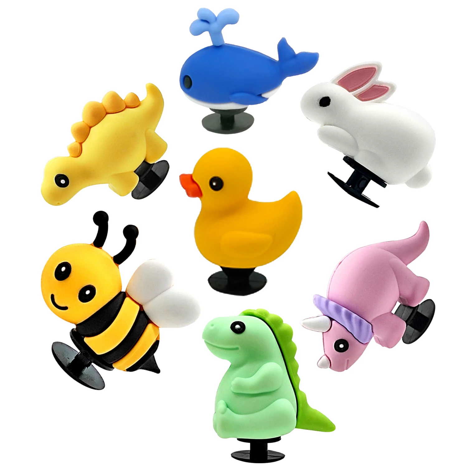 1/7pcs 3D Cute Duck Bee Dinosaur Shoe Charms Bunny Shoe Decorations Whale Pins for Girl Boy Kids Gifts Clog Buckle Accessories