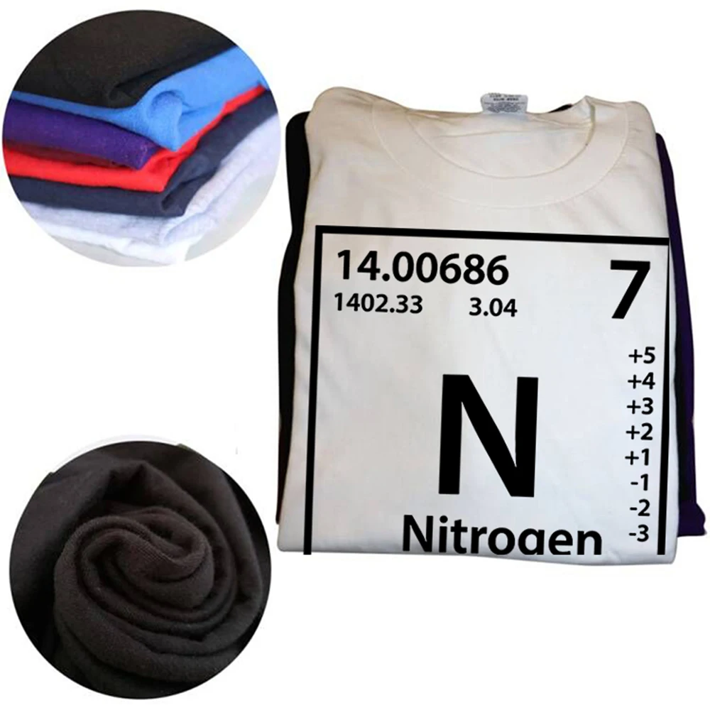 Lustiges Stickstoff-T-Shirt, klassisches Sommer-T-Shirt für Männer und Frauen, modische T-Shirts aus Baumwolle, kurzärmelig, übergroßes, lockeres T-Shirt, Oberteile – Detail 3