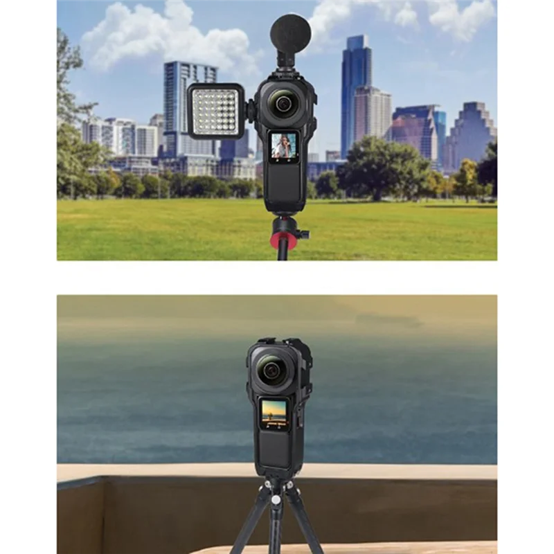 Gaiola de liga de alumínio vertical para Insta360 One RS, multifuncional Anti Queda e Colisão Metal Frame, 1"
