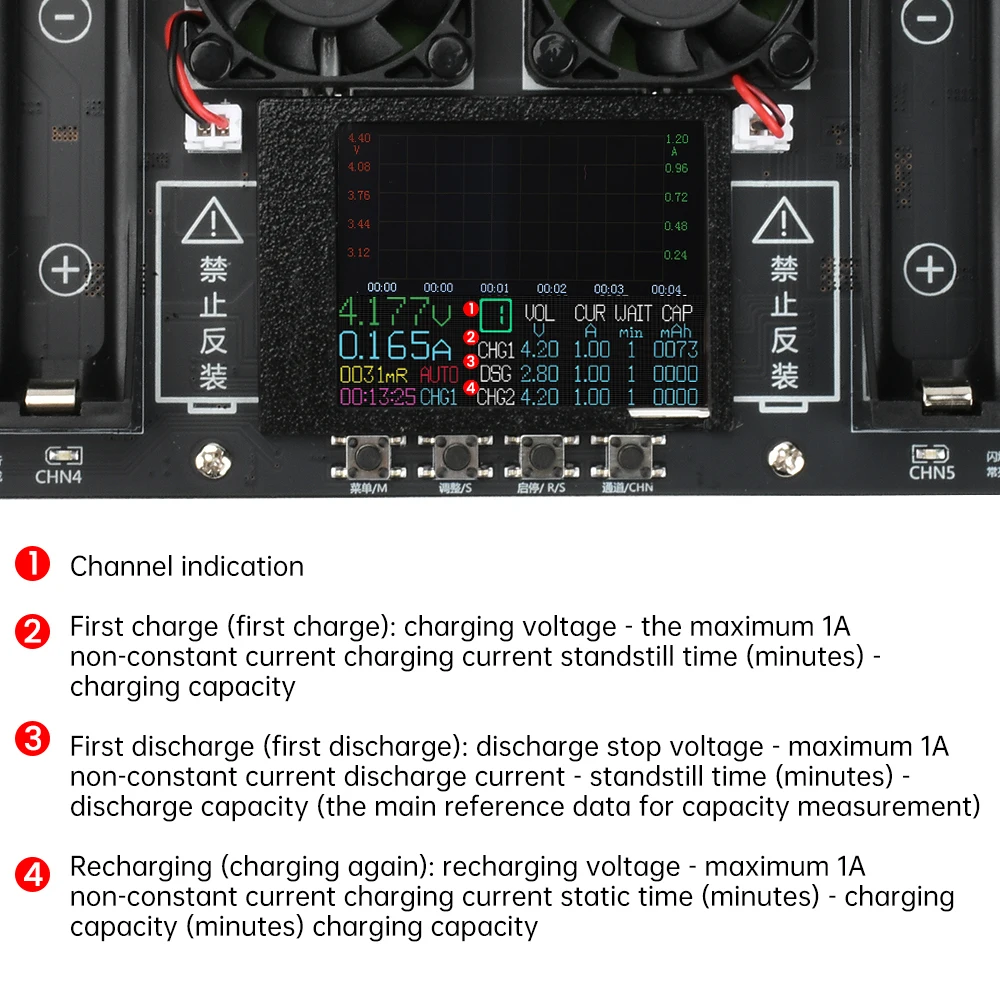 DC 5V updated 8-Channel 18650 Battery Capacity Internal Resistance Tester Automatic Charge and Discharge Detection Module