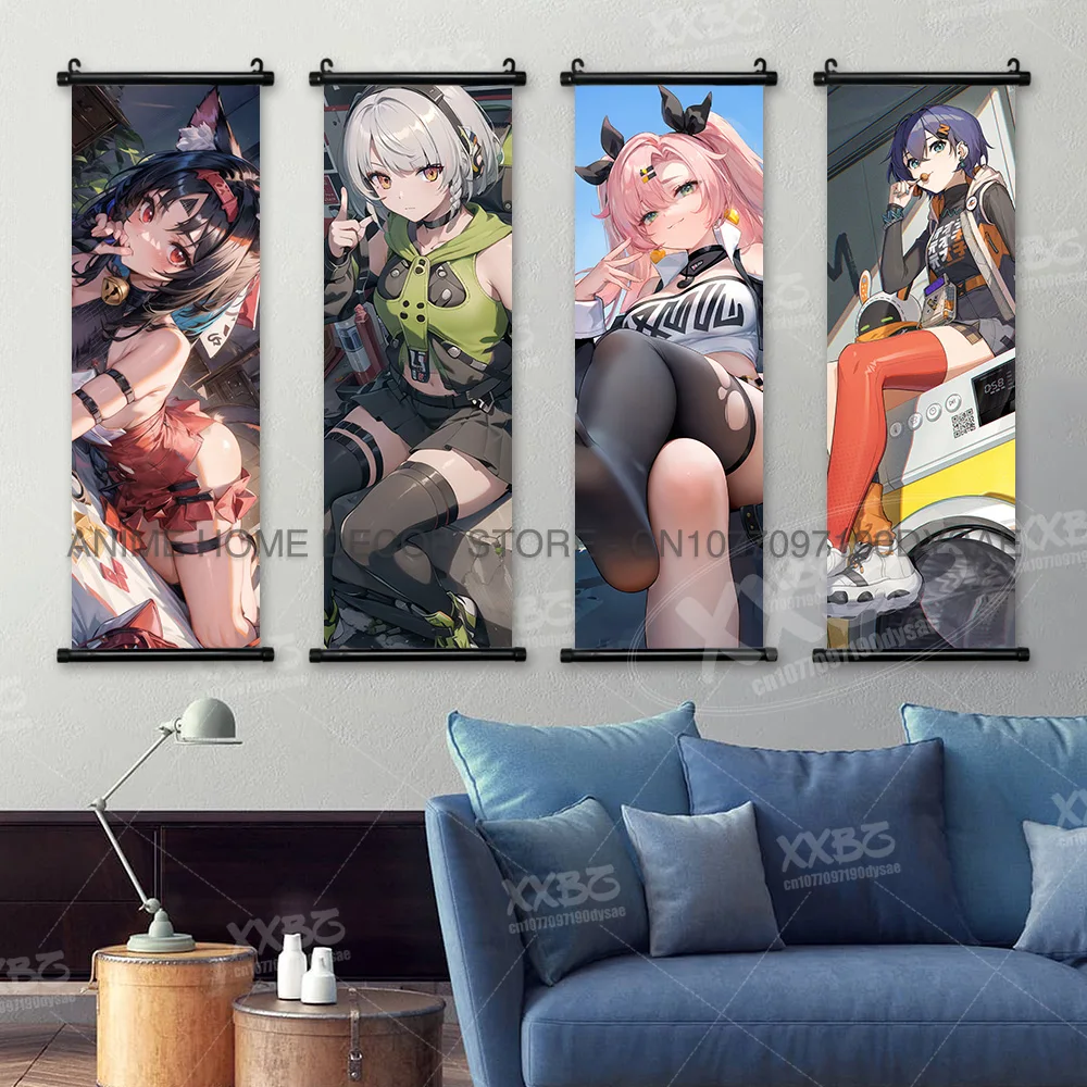 Zenless Zone Zero Poster Game Hanging Painting Zhu Yuan Wallpaper Hoshimi Miyabi Scroll Picture Grace Howard Home Decor Wall Art