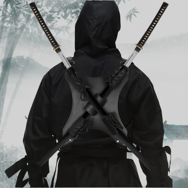 كاتانا السيف حزام الحافظة الحقيقية اليابانية كاتانا سيف ساموراي الظهر الأشرطة شيطان القاتل الخصر كم الأشرطة أنيمي تأثيري الدعامة #6