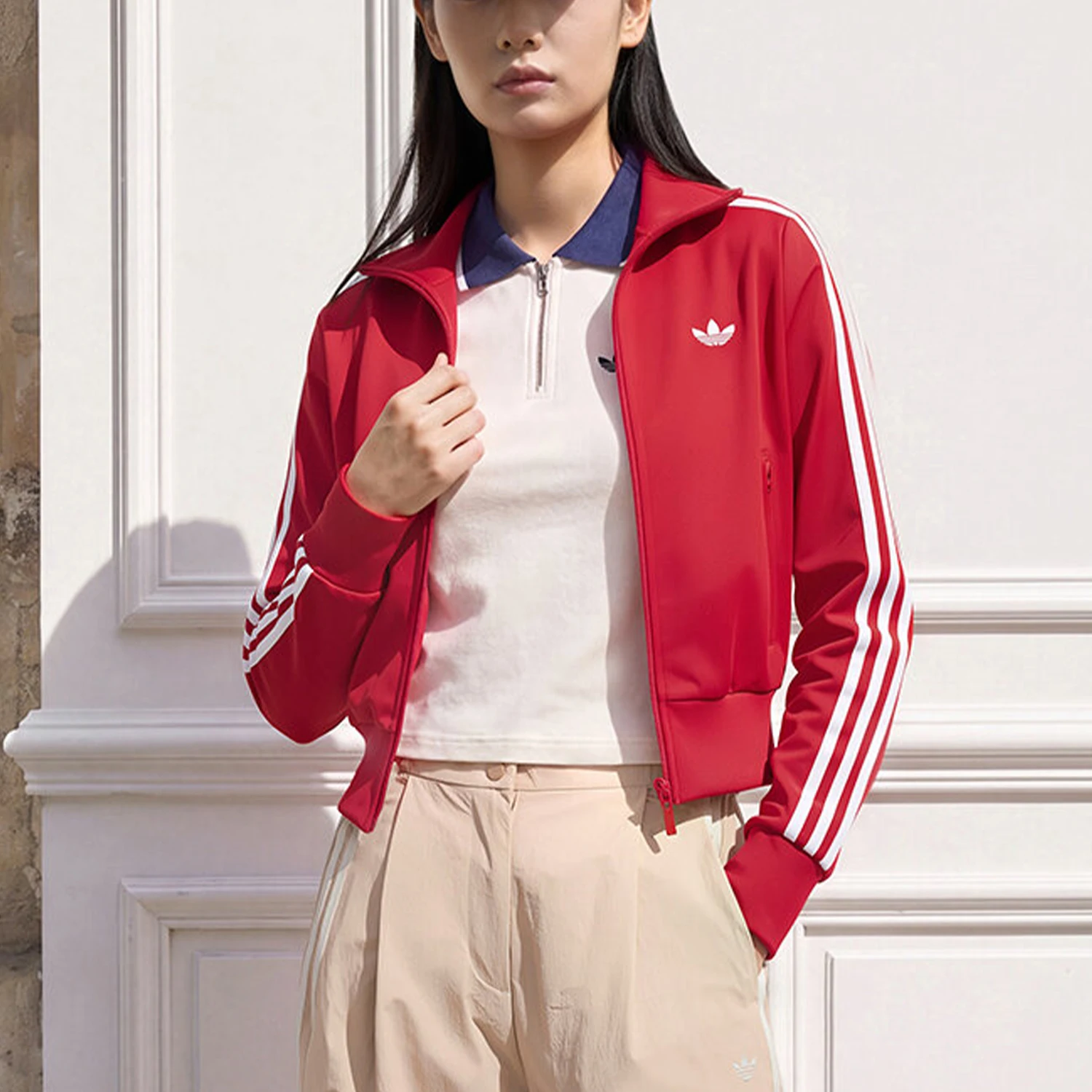 Adidas genuine clover women's classic American sports striped jacket KV9553