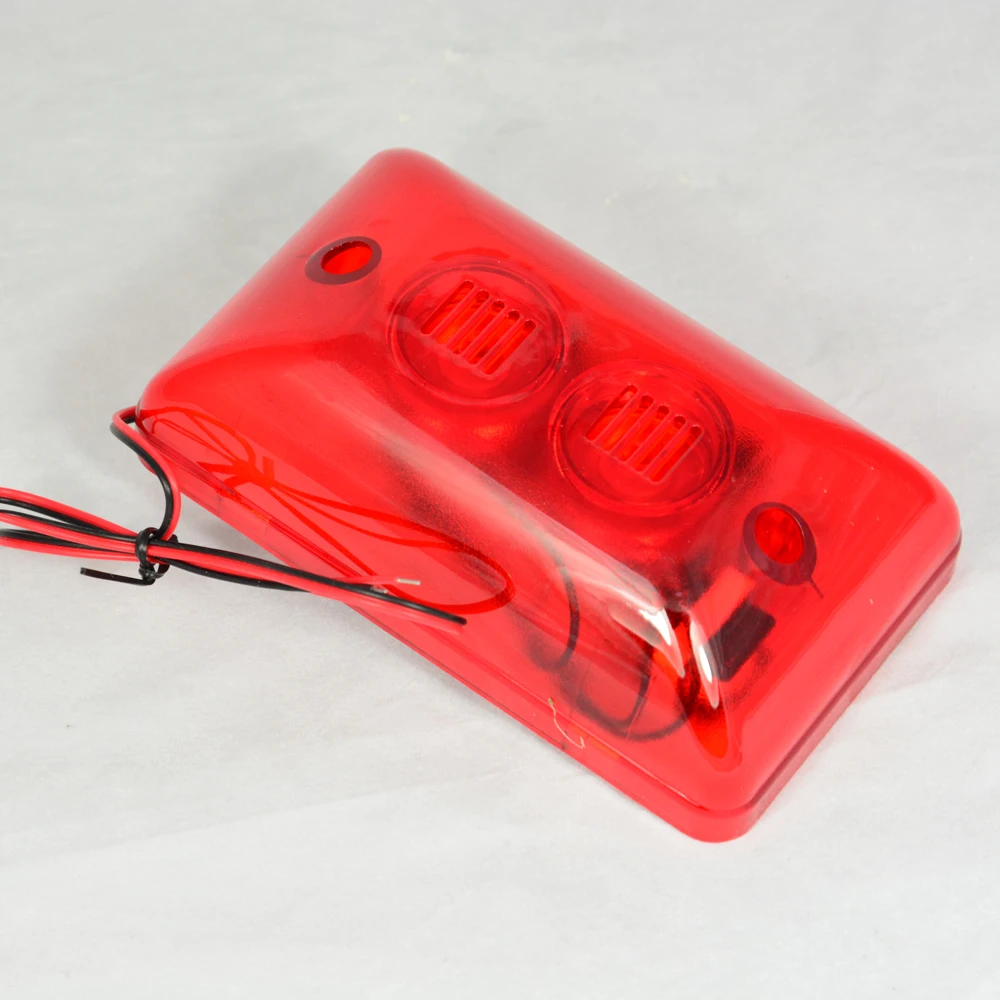 10Pcs Plastic Red House Wire Strobe Siren For Security Alarm Anti Theft Double Siren Inside 120db Louder Speaker With Flash Lamp