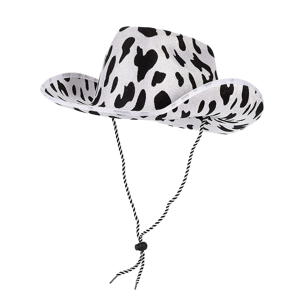 Cowboy Hat Cow Print Cowboy Hat Performance Hat Party Celebration Hat for Cosplay Costume Christmas Party White Black