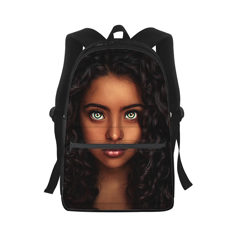 Black Girl Painting Pretty Backpack para homens e mulheres, 3D Print, Fashion Student School Bag, Laptop Backpack, Kids Travel Shoulder Bag