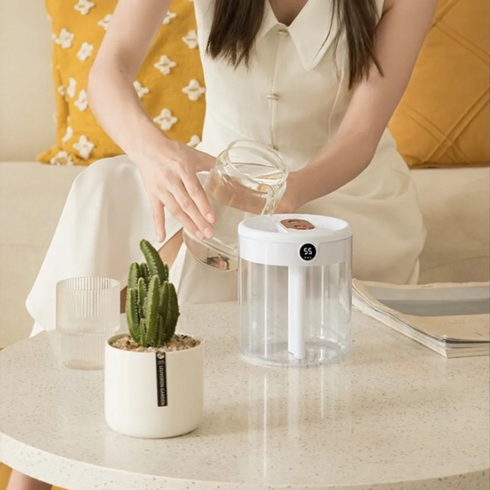 Dual Spray Humidifier 2L Large Capacity Quiet Operation Intelligent Sensor Night Light ABS Desktop Air Atomizer For Home Office