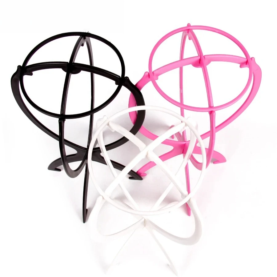 Ajustable Wig Stands Plastic Hat Display Wig Head Holder Mannequin Head/Stand Portable Folding Wig Stand Black Pink