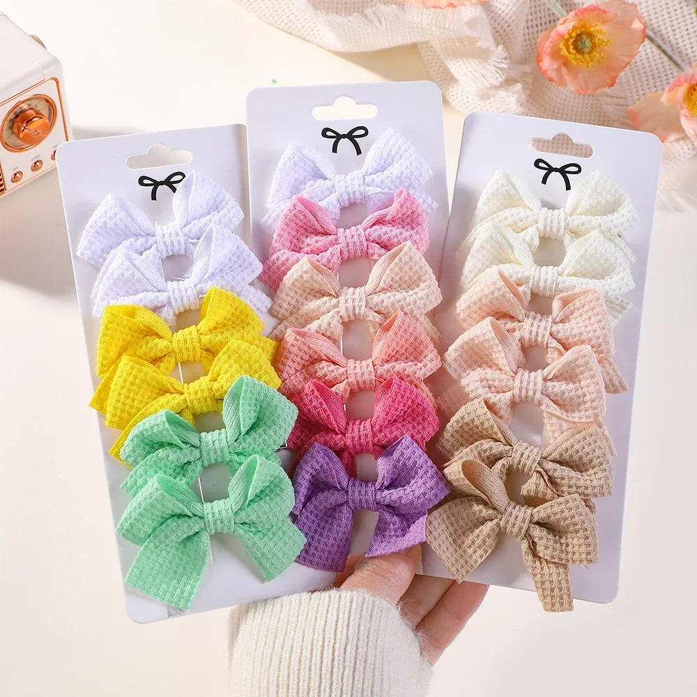 

RAINBOW BOWS 6/10Pcs/Set Lovely Ribbon Bowknot Hair Clips for Kids Handmade Baby Girls Hair Accessories