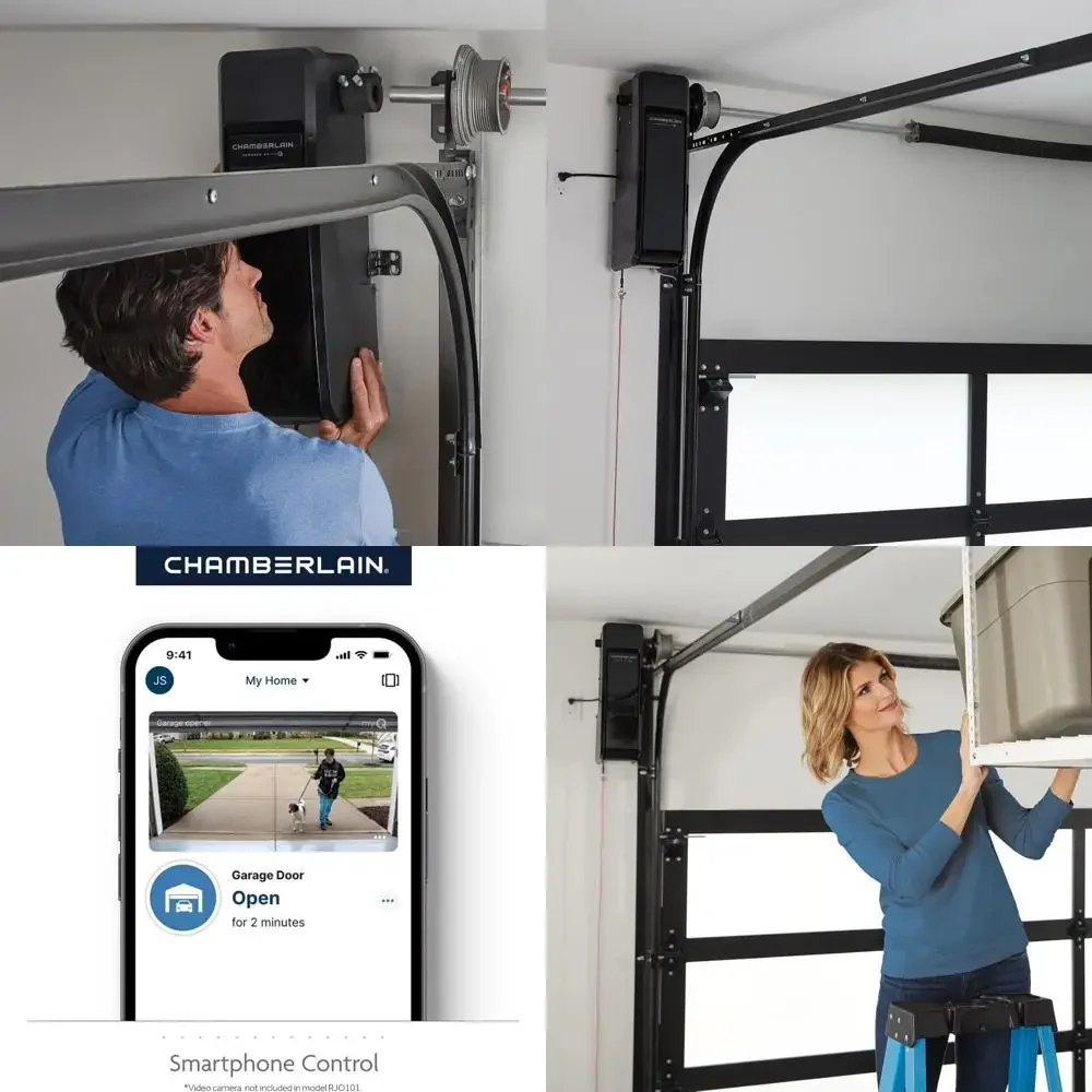 

Ultra-Quiet Battery-Backed LED-Lit Wall Mount Garage Door Opener, 36 lbs, Black