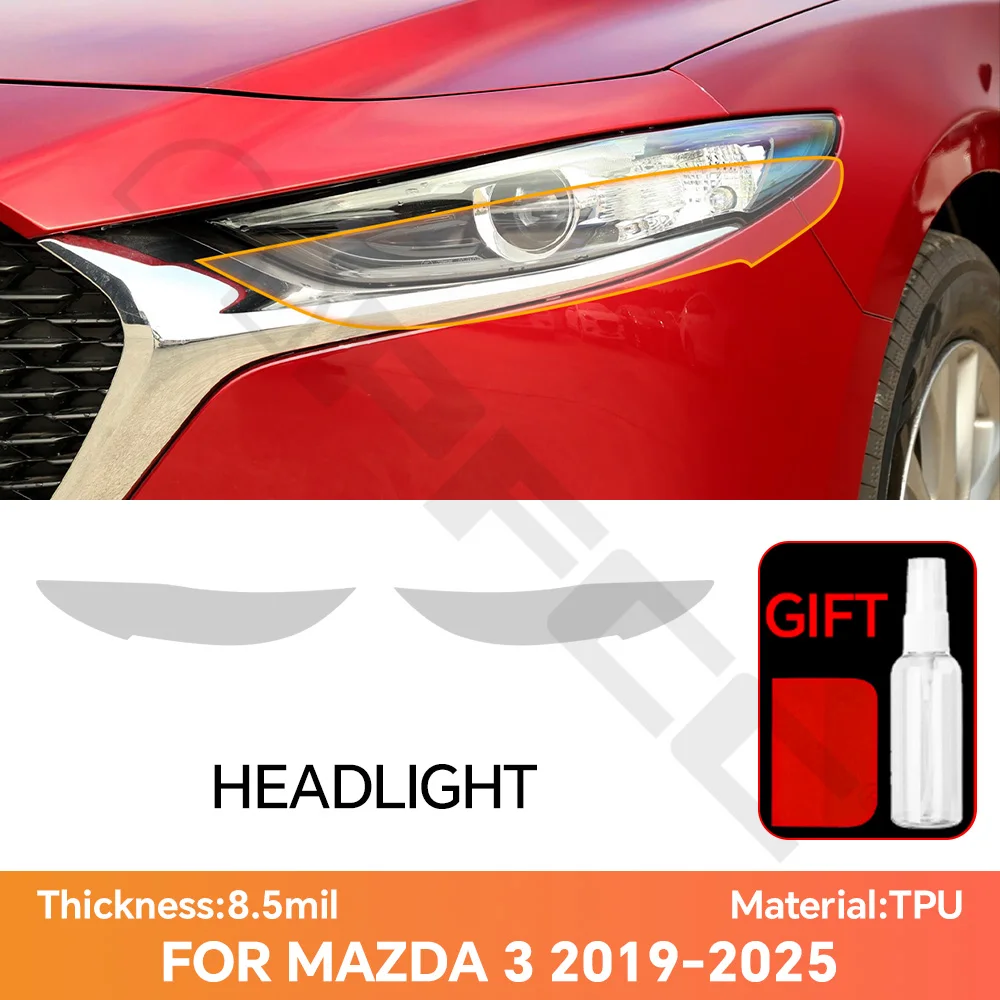

Пленка TPU PPF для фар Mazda 3 2019-2025, 8.5 мил, предварительно вырезанная, прозрачная, HD, защита от царапин, аксессуар для экстерьера автомобиля